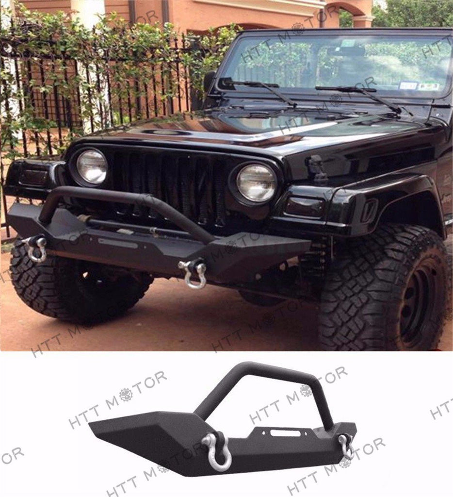 87-06 Jeep Wrangler TJ YJ Rock Crawler Guard Front Bumper Winch D-Ring Textured