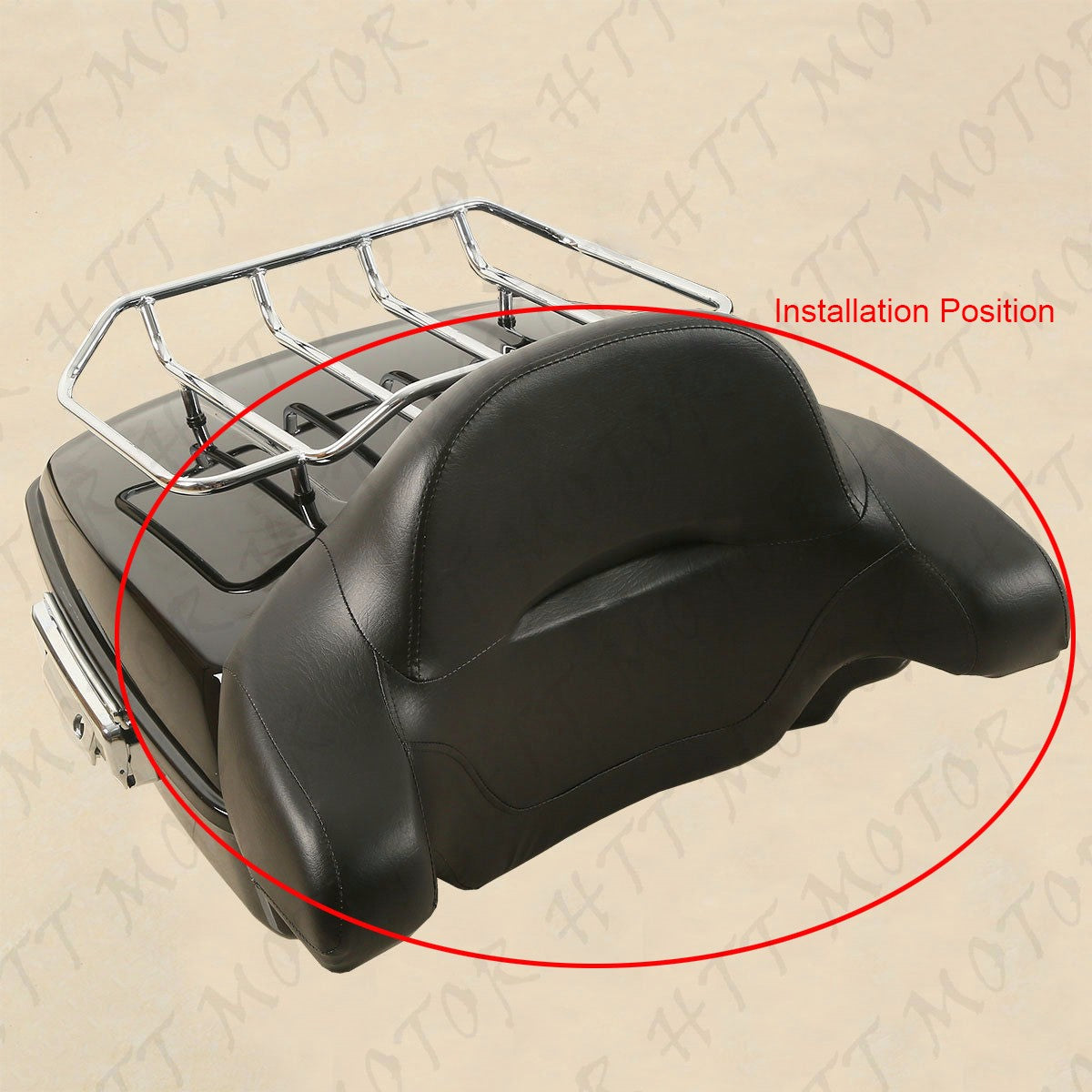 TCMT King Tour Trunk Backrest Pad & Luggage Rack Kit For Harley Touring 2014-2021 - Gloss Black ABS - View #5