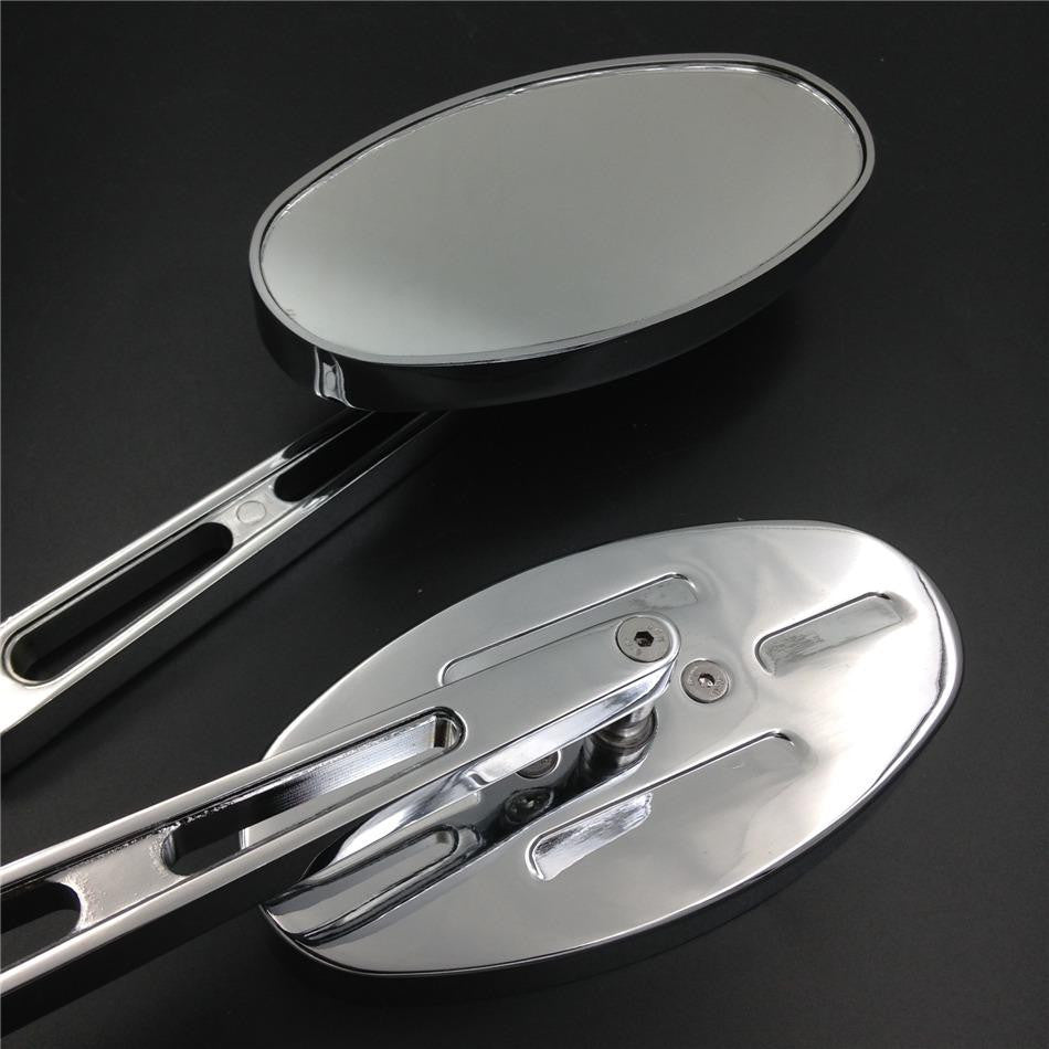 Oval Mirror, Billet Aluminium, Black, 1 Pair, for Harley