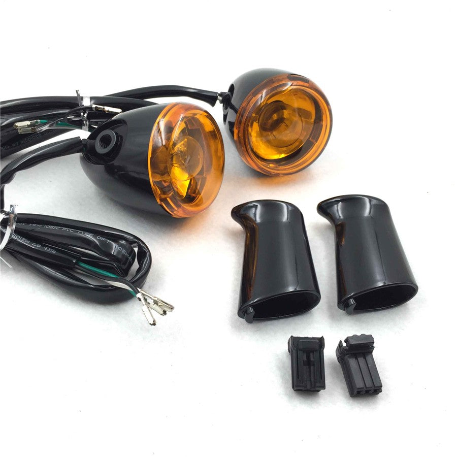 Chrome LED Rear Turn Signal Light Bracket Kit For Harley Sportster XL883 92-Up – Smoke Lens, Orange Light