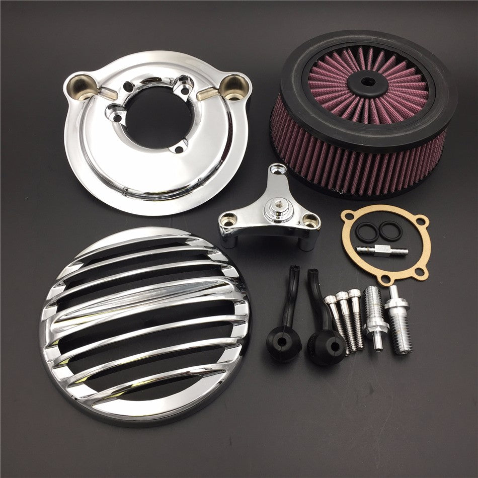 Aluminum Air Cleaner Intake Filter Kit For Harley Sportster 883 1200 2004-later – Silver, CNC Billet