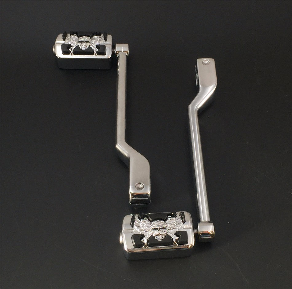 harley davidson gear shift lever HTT Motorcycle Chromed 2 PCs Billet Style Heel/Toe Shift Lever Gear Shift Foot Lever with Zombie Foot Peg Footresr For Harley FL Softail Touring Trike