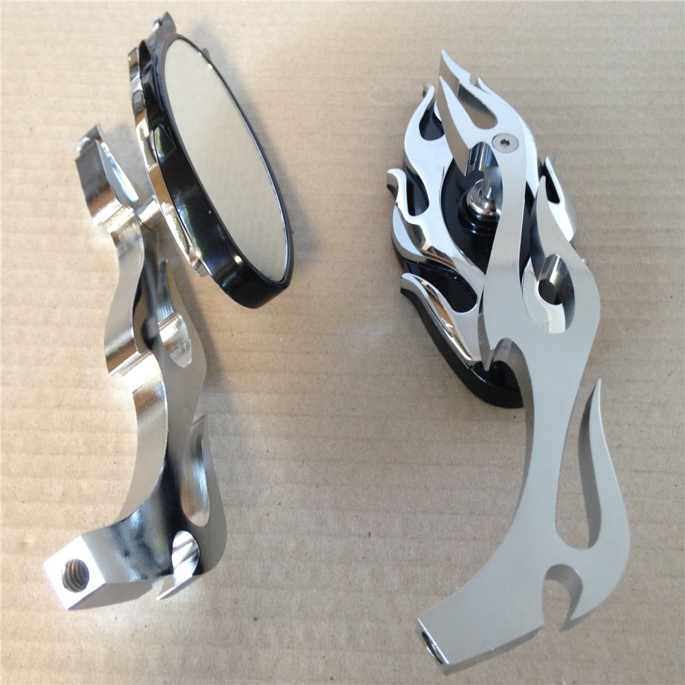 KEEPDSGN Chrome Blade Rearview Mirrors For Harley Dyna Cruiser Bobber Chopper