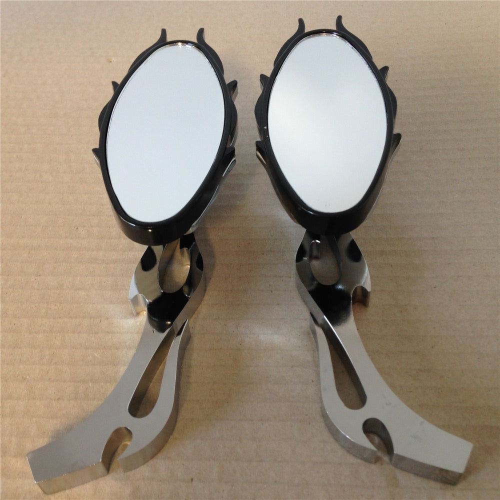 Motorcycle Flame style rearview mirror for any cruiser chopper