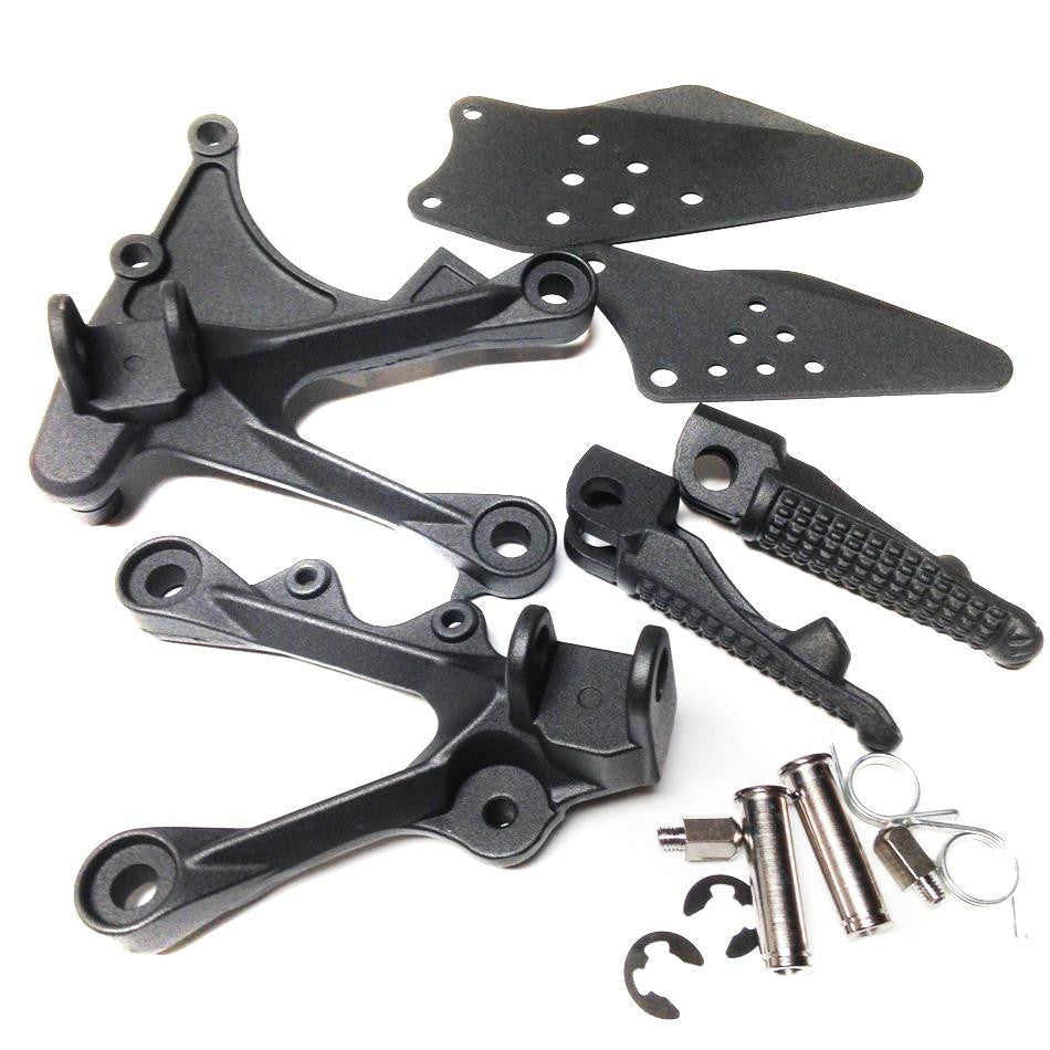 Black Front and Rear Passenger Foot Peg Bracket Fit For Kawasaki Zx6R