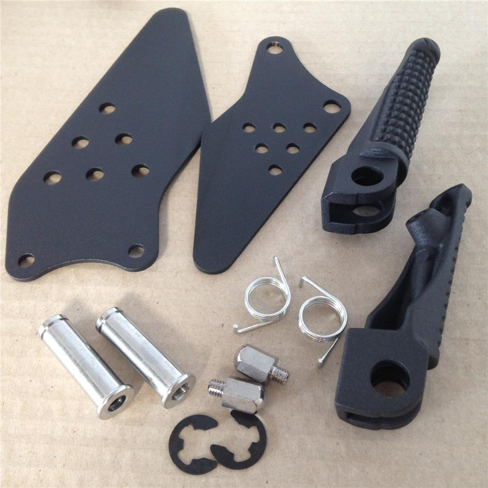 HTTMT Black Front Rider Foot Pegs Bracket for Kawasaki ZX-6R 2005