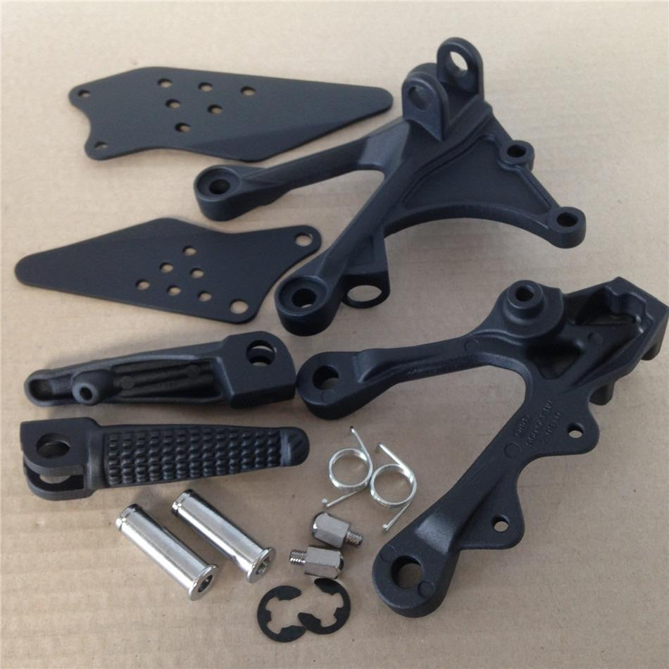 HTTMT Black Front Rider Foot Pegs Bracket for Kawasaki ZX-6R 2005