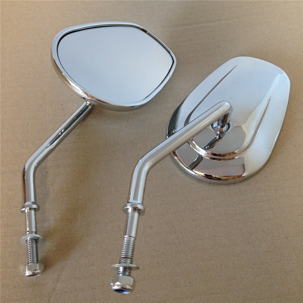 New Chrome Rearview Mirrors For Harley Davidson FLSTC FXDB DYNA
