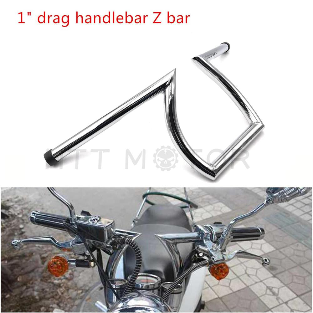 Custom 1" Motorcycle Drag Bar Handlebars – Chrome – Fits Harley Sportster XL 883 / 1200