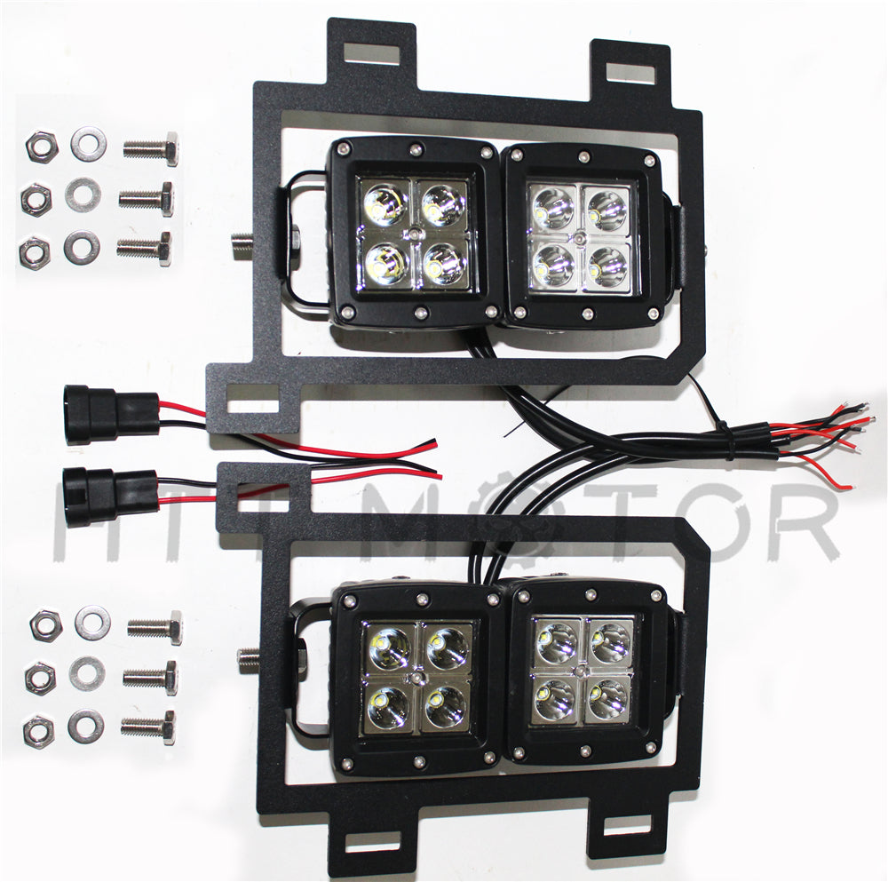 HTTMT- For 13-17 18 Dodge RAM1500 80W Dual LED Pods Foglight Location Bracket Wiring