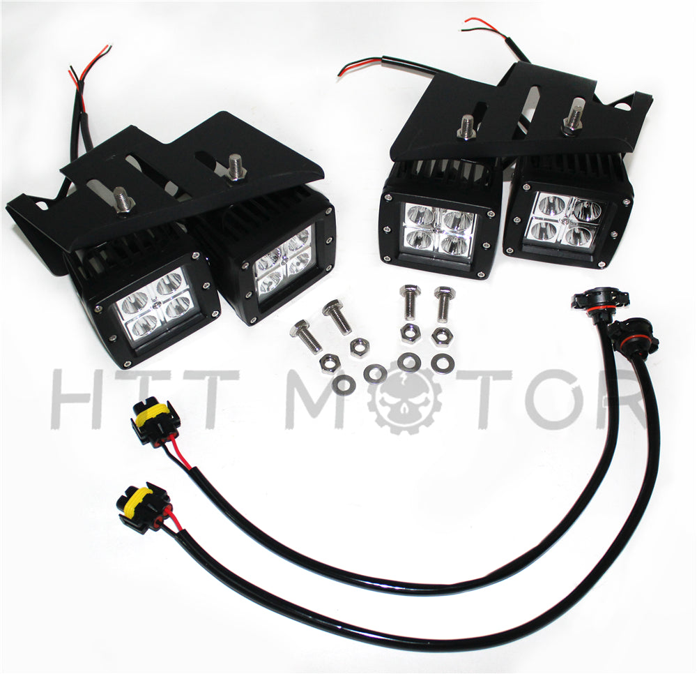 HTTMT- 80W CREE LED Pods w/ Foglight Location Bracket/Wirings For 07-14 Chevy Silverado HTTMT- 80W CREE LED Pods w/ Foglight Location Bracket/Wirings For 07-14 Chevy Silverado