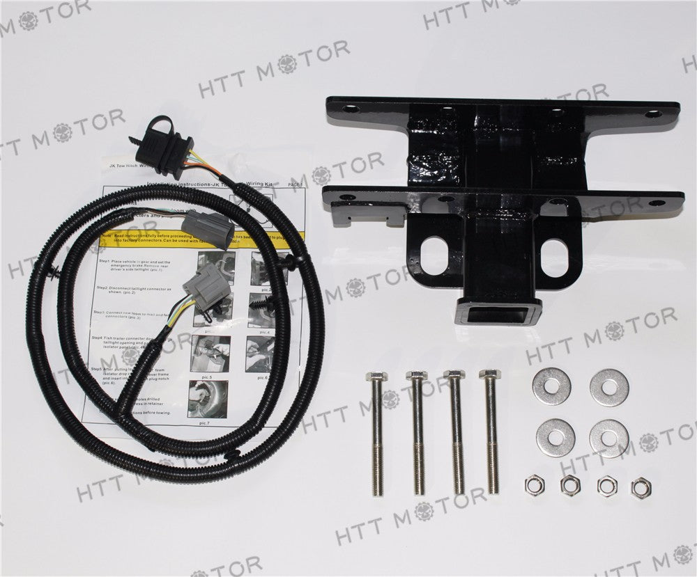 HTTMT- Jeep Wrangler JK Receiver Hitch and Wire KIT 2" 2007-2017 Outland