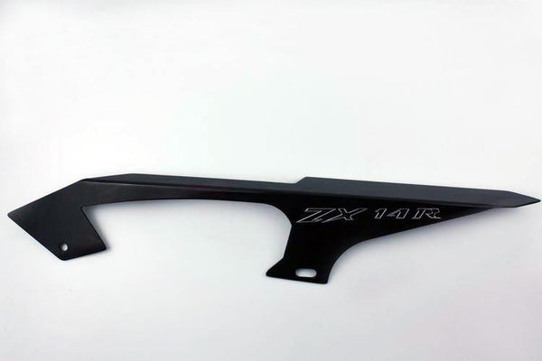 HTT Motorcycle Black Chain Guards Cover "zx14r" Engraved Logo For 2006 2007 2008 Kawasaki Zx Zx-14 Zx-14R