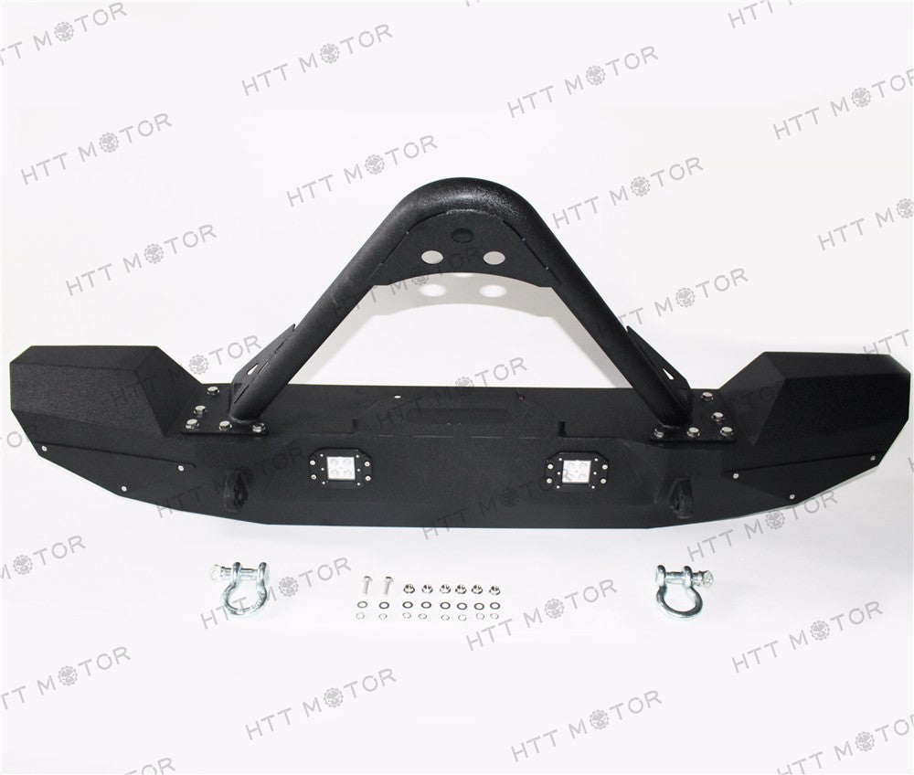 HTTMT- 07-17 Jeep Wrangler JK Front Winch Bumper Plate&D-ring Bull Bar CREE LED Lights