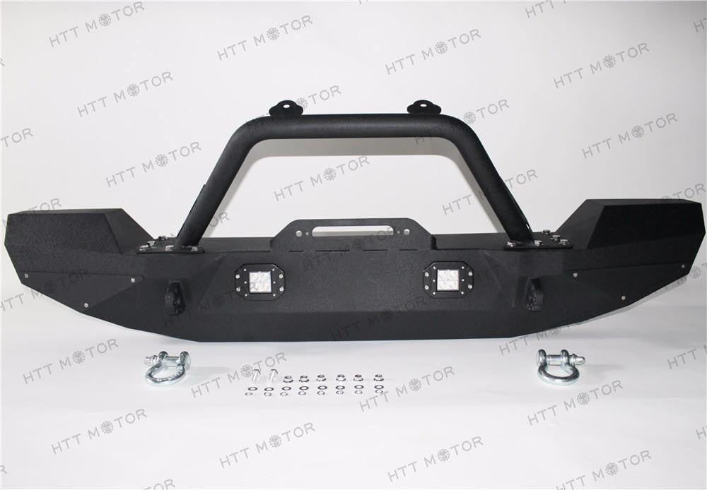 Front Bumper LED Light D-Ring Clevis Winch Plate Bolt-on Jeep JK Wrangler 07-17