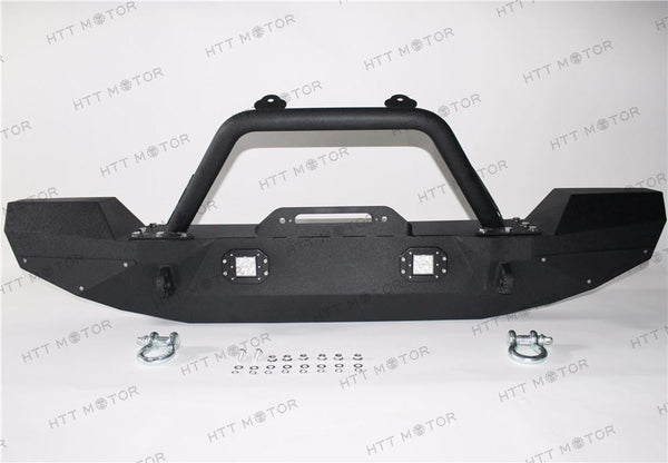 Front Bumper LED Light D-Ring Clevis Winch Plate Bolt-on Jeep JK Wrangler 07-17