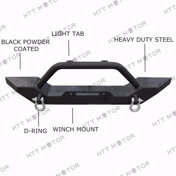 HTTMT- 1986-2006 Jeep Wrangler TJ YJ Front Bumper Winch Plate D-Ring Rock Crawler Black