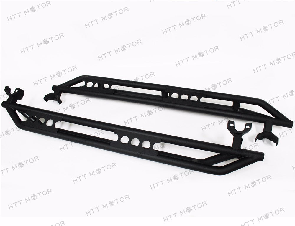 HTTMT- Side Armor Bars Nerf Step Black For 07-17 Jeep Wrangler JK & Unlimited 4 Door 4D