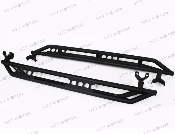 HTTMT- Side Armor Bars Nerf Step Black For 07-17 Jeep Wrangler JK & Unlimited 4 Door 4D