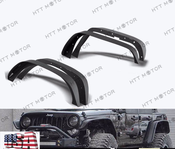 HTTMT- Stubby Rock Crawler Front+Rear Metal Fender Flares fit 07-17 Jeep JK Wrangler
