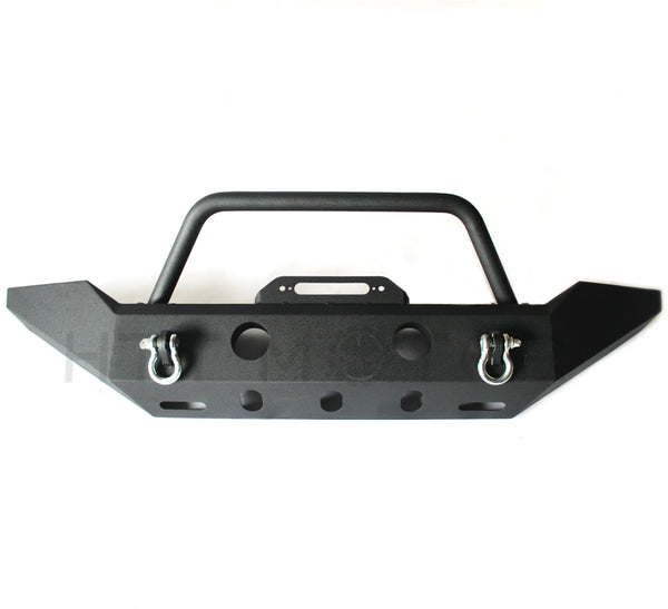 HTTMT- Full Width Front Bumper W/OE Fog Light Hole Black fit 07-17 Jeep JK Wrangler