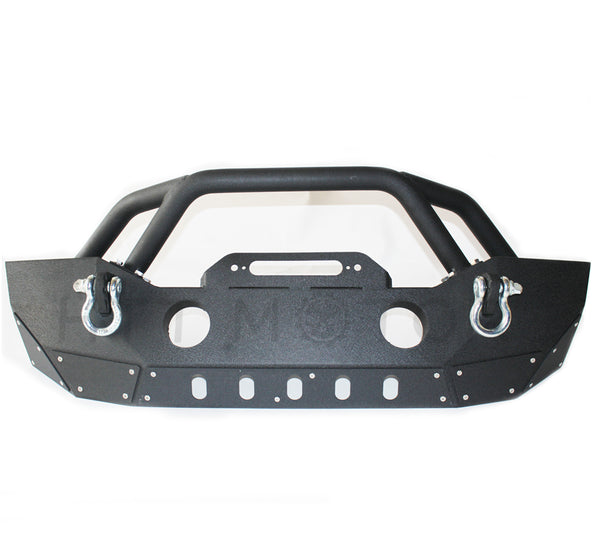 HTTMT- 07-17 Jeep Wrangler JK Textured Black Front Bumper W/Winch Plate &Fog Light Hole