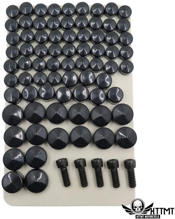 HTT- Black Bolts Toppers Caps for 2007 2008 2009 2010 2011 2012 2013 Harley FLT FLH