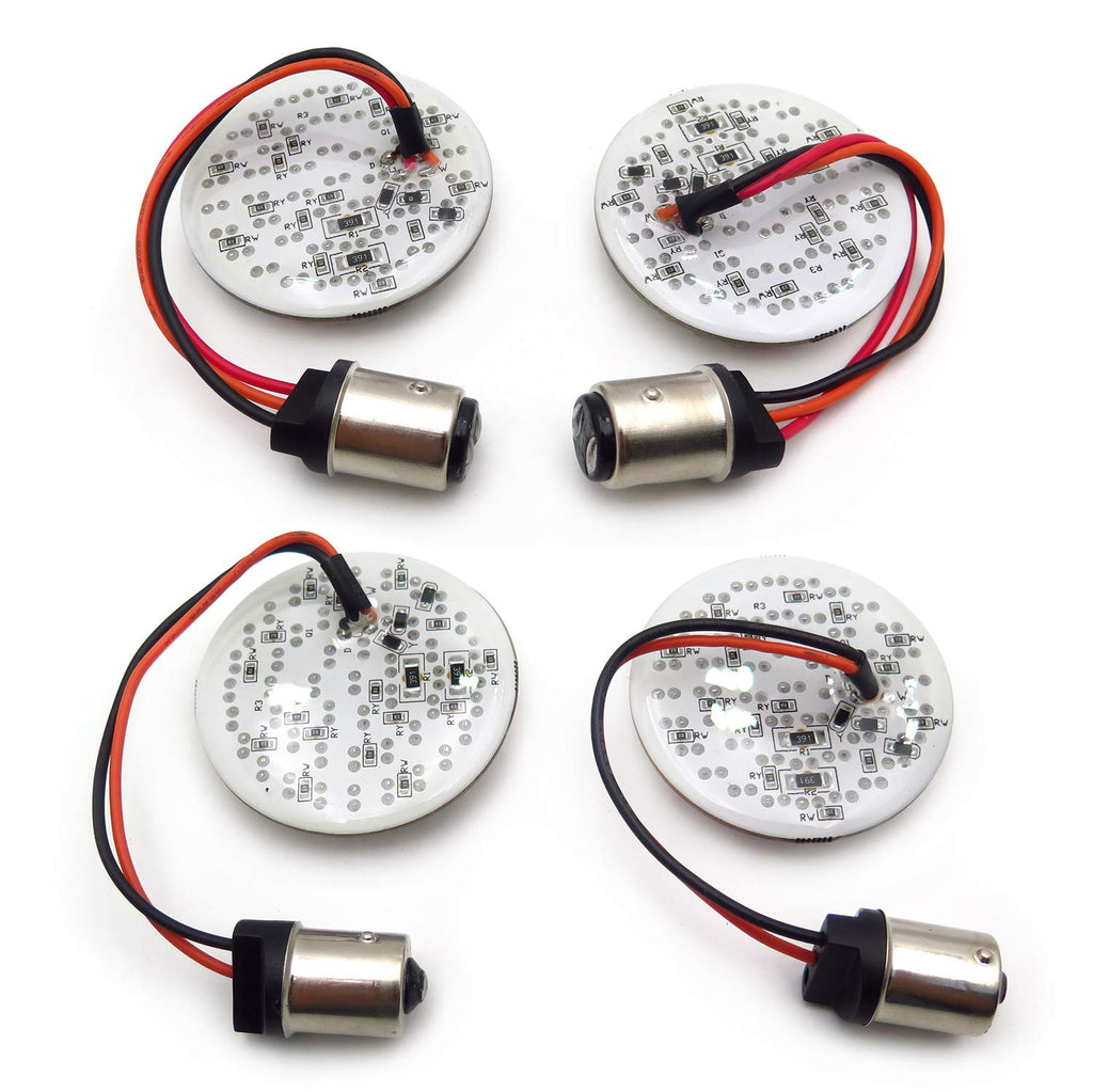 HTTMT- Bullet Front 1156 & Rear 1157 LED Turn Signal Light Inserts Compatible with Harley Davidson