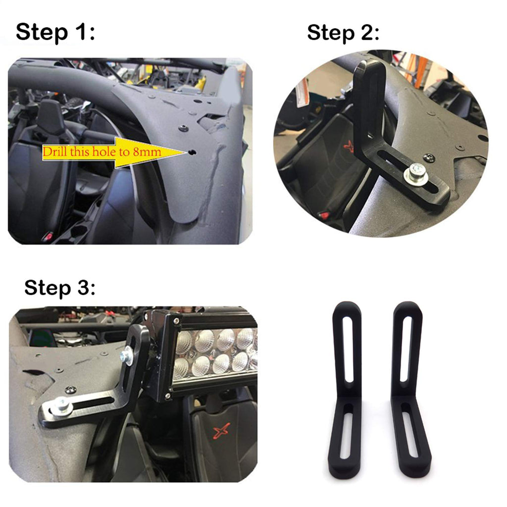 HTTMT- Upper LED Light Bar Over Roof Mount Bracket Compatible with 17-19 CAN-AM MAVERICK X3/MAX 40"-42" Also Work With 50" or 52" Straight LED Light Bar Without roof