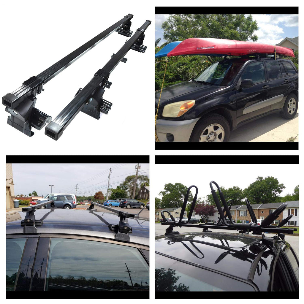 HTTMT- 51" Steel Complete Car Roof Rack System Cart Truck Cross Bars Compatible with Ford Honda Chevy Hyundai Top Luggage Carrier Racks