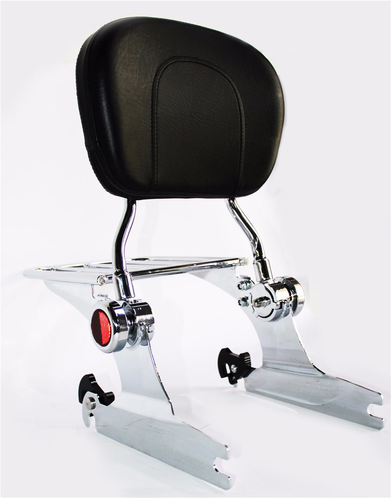 HTTMT- Adjustable Backrest Sissy Bar Luggage rack For Harley Softail 06 -17 Chrome