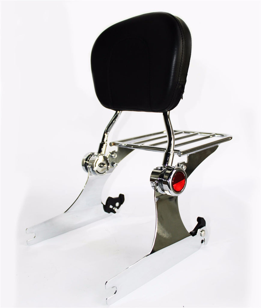 HTTMT- Adjustable Backrest Sissy Bar w/ Luggage Rack For Harley Dyna 06up Chrome