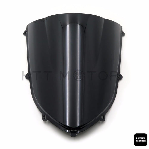 BLACK DOUBLE BUBBLE TRANSPARENT WINDSCREEN SHIELD FOR 2004-2005 KAWASAKI ZX10R - HTT Motor
