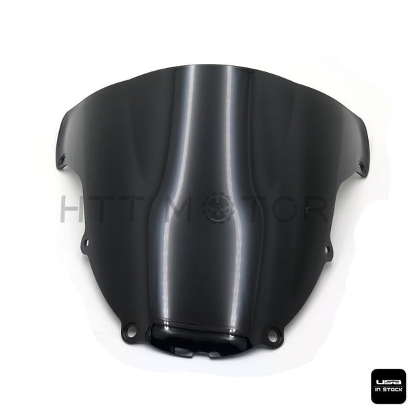 Double Bubble Windshield Windscreen For KAWASAKI ZX-6R/ZX636 2003-2004 Black - HTT Motor