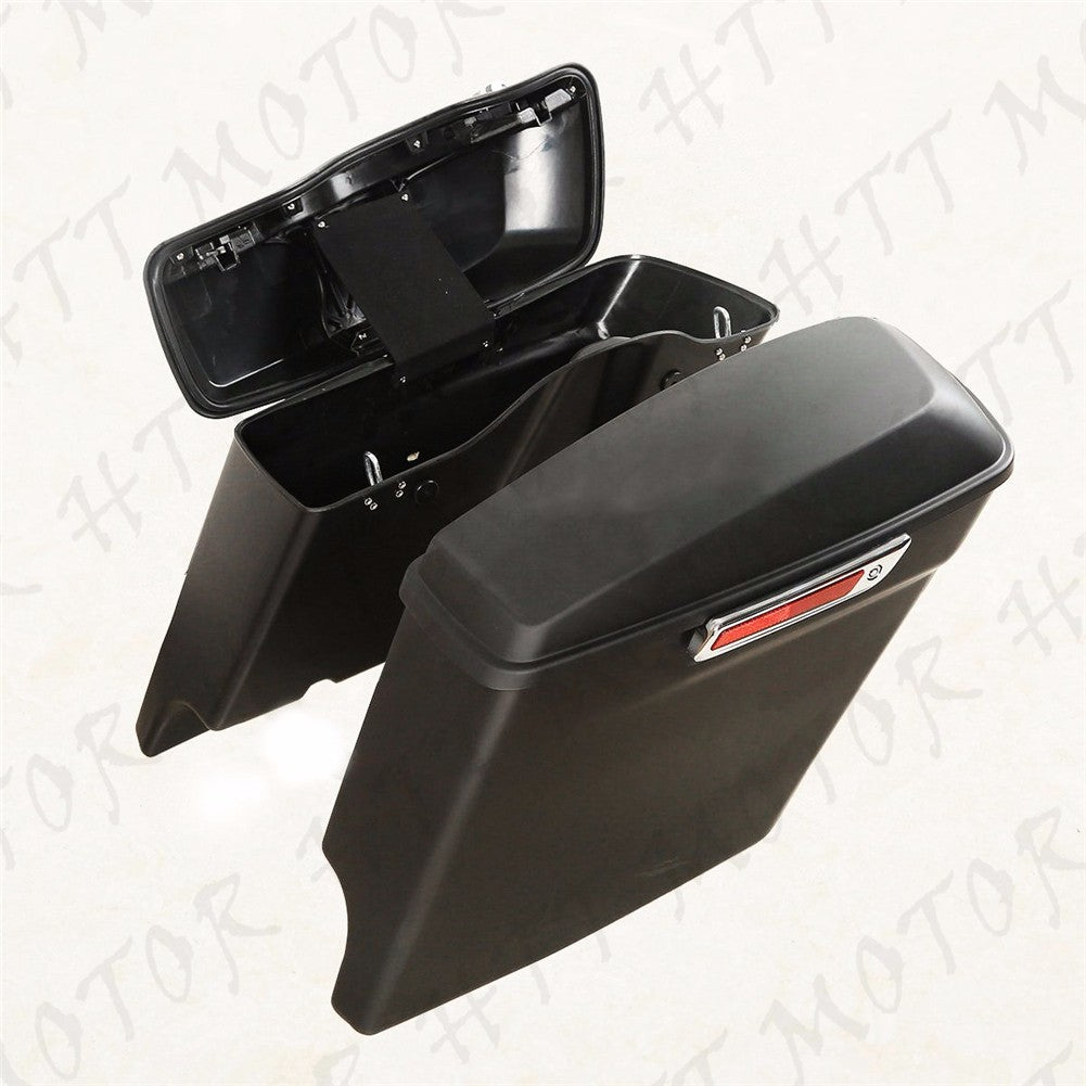 Stretched Saddlebags W/ Lib One Touch Latch Lock For 2014-later Harley Touring - HTT Motor