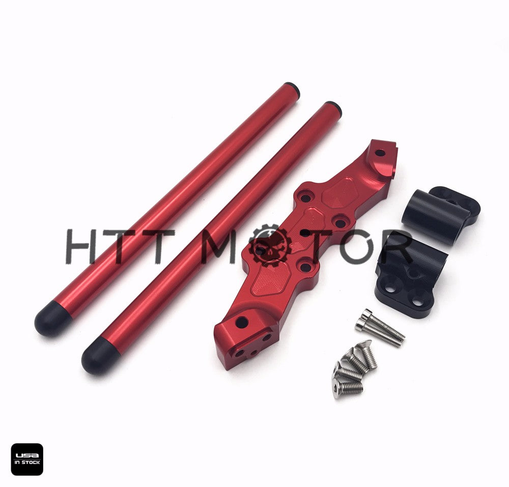 HTTMT- For DUCATI Monster 696/796/1100 CLIPON ADAPTER PLATE & Handlebar Kit CNC Red