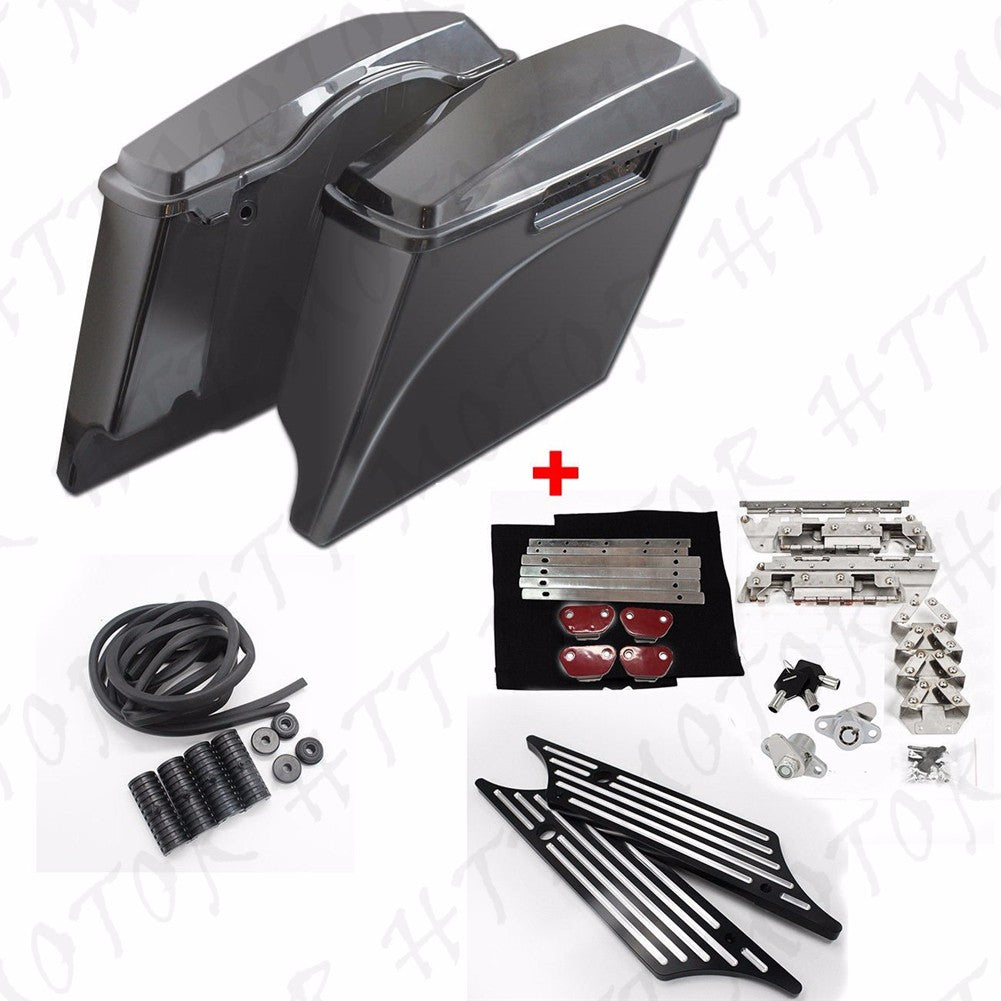 Unpainted Stretched Saddlebag w/ Latch Lock Cover For Harley Touring 1994-2013