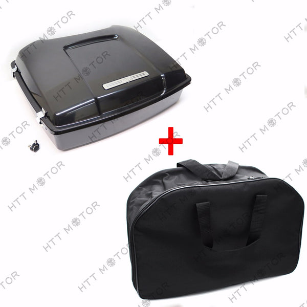 HTTMT- Unpainted Black Tour Pak Pack Trunk w/ Lock & Liner Bag For Harley Touring 97-08