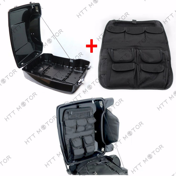 HTTMT- Unpainted Tour Pak Pack Trunk w/ Lock & Lid Organizer For Harley Touring 97-08
