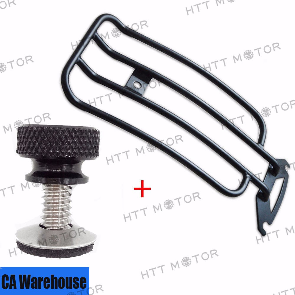 HTTMT- Black Solo Seat Luggage Rear Fender Rack+Seat Bolt FIT For Harley Touring 98-06