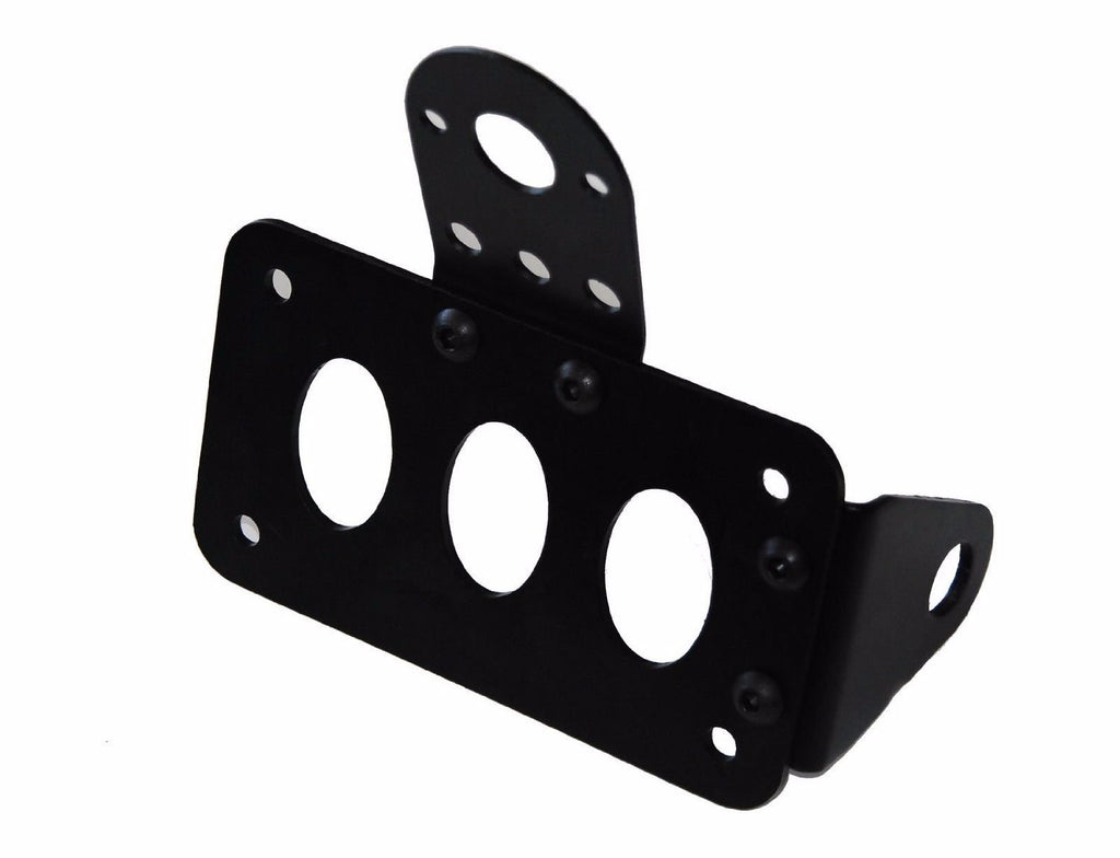 HTT Motorcycle Black Custom Horizontal Vertical Side Mount License Plate Bracket 7"x 4" (18x10cm) For Harley Davidson Bobber Chopper
