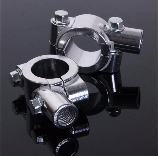 HTT Chrome 7/8" 22mm Motorcycle HandleBar 10mm Mirror Thread Mount Holder Clamp Adaptor