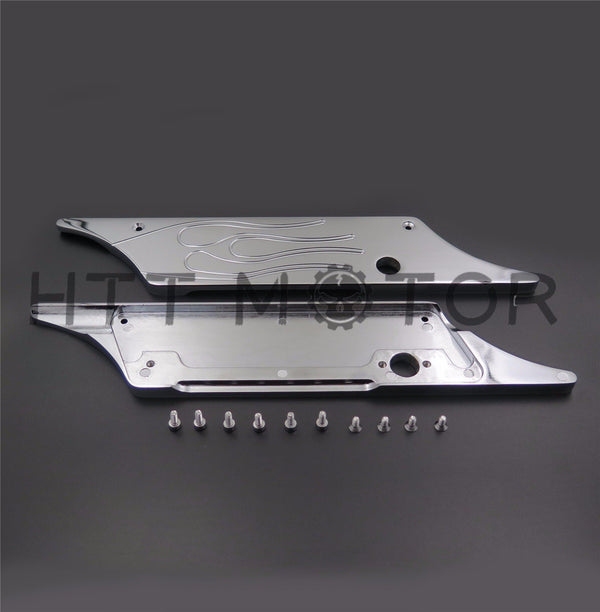 Billet Hard Chrome Saddlebag Bags Latch Cover Set For Harley Touring 93-13