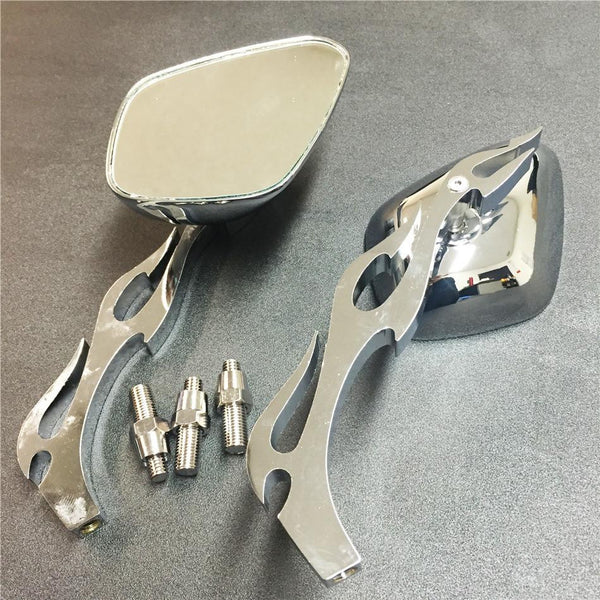 Alloy Running Ctom Mirror for Harley softail FatBoy Flame Shape chromed