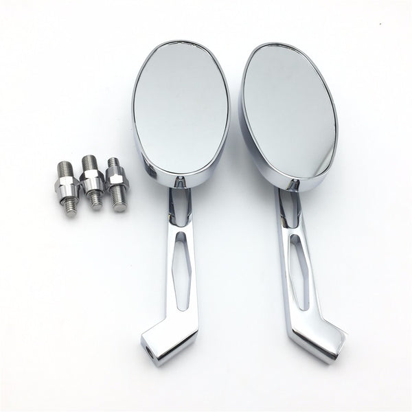 HTT Motorcycle Chrome Alloy Custom Mirror for Harley softail FatBoy OVAL Shape Softail Fat Boy Road King Dyna Wide Glide Springer Sportster XL Ultra Glide Electraglide Low Rider V-Rod Superglide