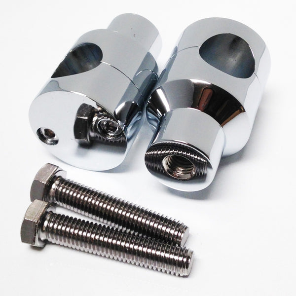 HTT Motorcycle Chrome Shorty Round 7/8" 22mm Handlebar Riser Universal See Fitments Details