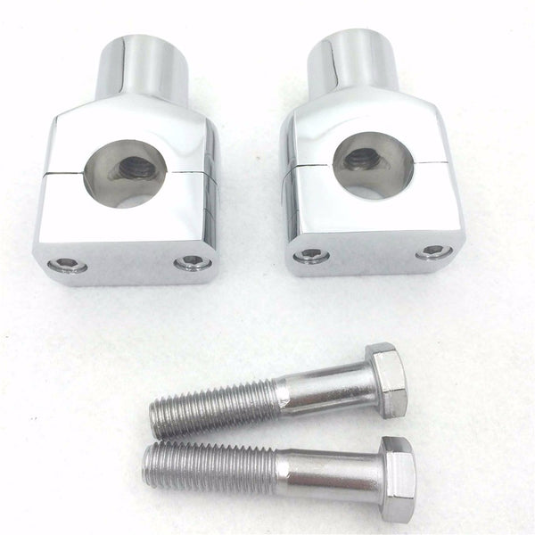 HTT Motorcycle Chrome Round 7/8" 22mm 7/8 Inch Handlebar Riser Clamps For Harley Kawasaki Suzuki Yamaha Honda Suzuki Boulevard Suzuki Intruder VTX 1800 Tourer Shadow 750