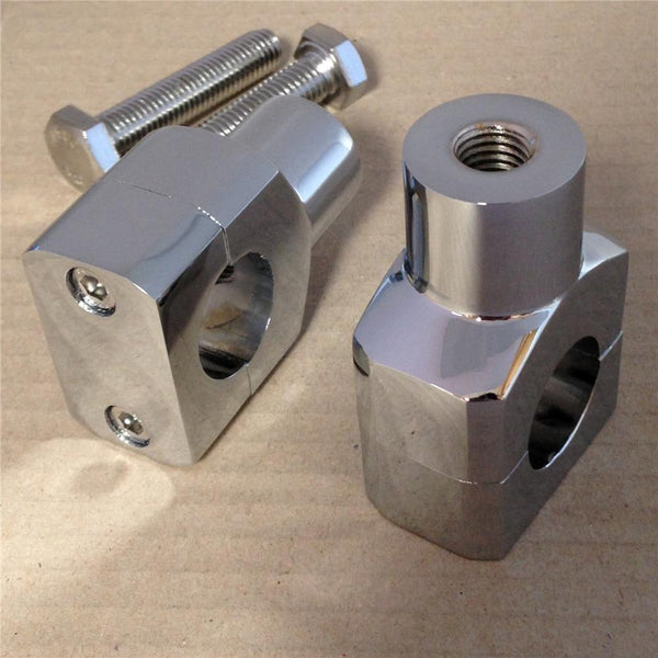 Chrome Round 1" Handlebar Riser Clamp For Harley Kawasaki Suzuki Yamaha Honda