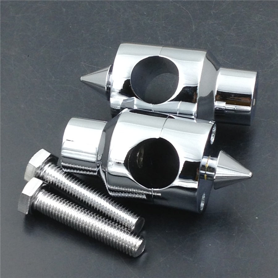 Shorty Spike Round 1 Handlebar Riser For Harley, Honda, Yamaha, Kawasaki, Suzuki - Chrome, 1 Inch Bars - View #8