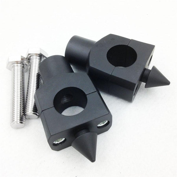 Black Spike head ROUND 1" Handlebar Riser Clamp For Harley Kawasaki Suzuki Yamaha Honda